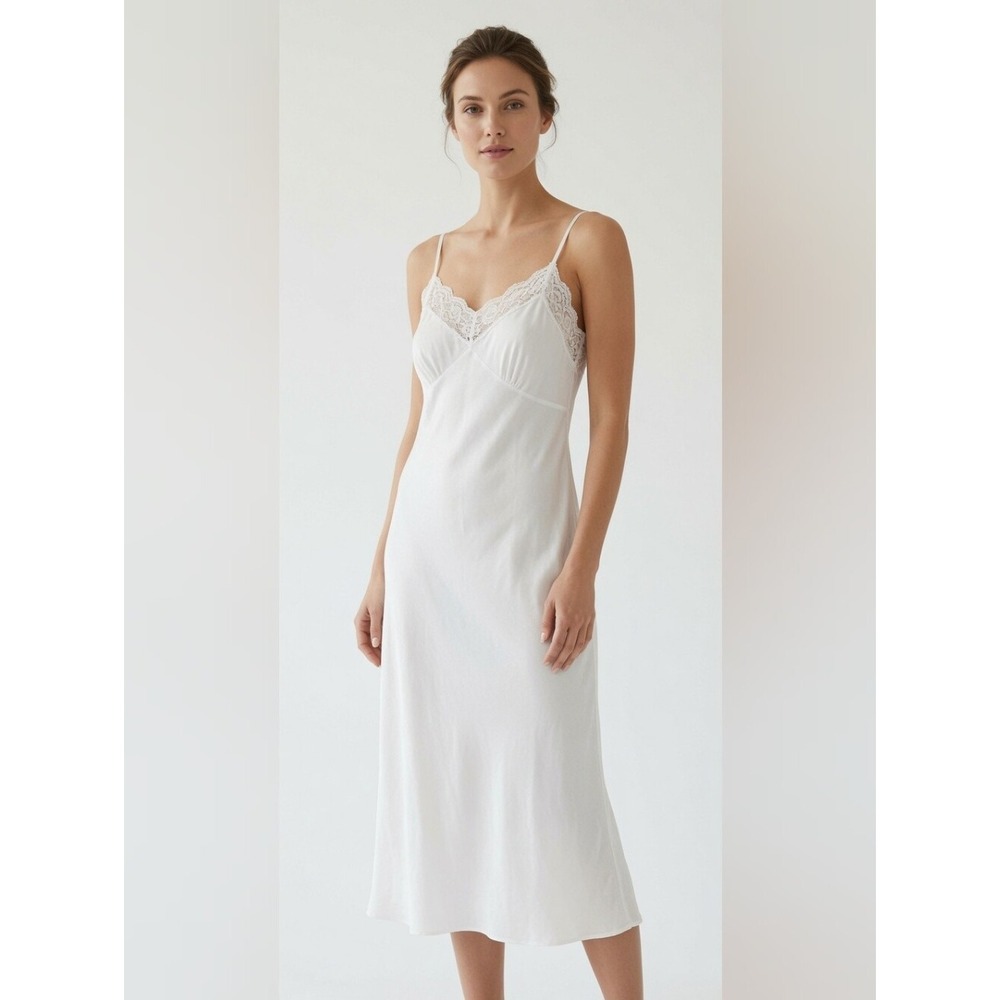 Vintage 80s Mary Barron Nightgown Slip Dress Classic Coquette Romantic Y2K‎